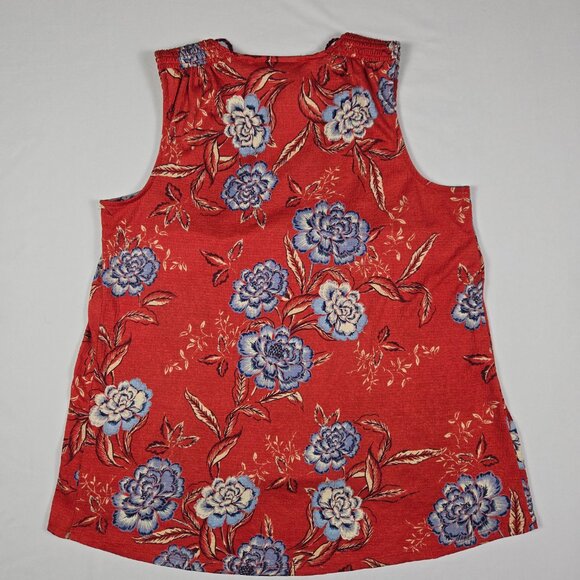 Knox Rose Red Floral Tassel Boho Smocked Sleeveless Blouse Women’s M Cottagecore - Picture 6 of 12